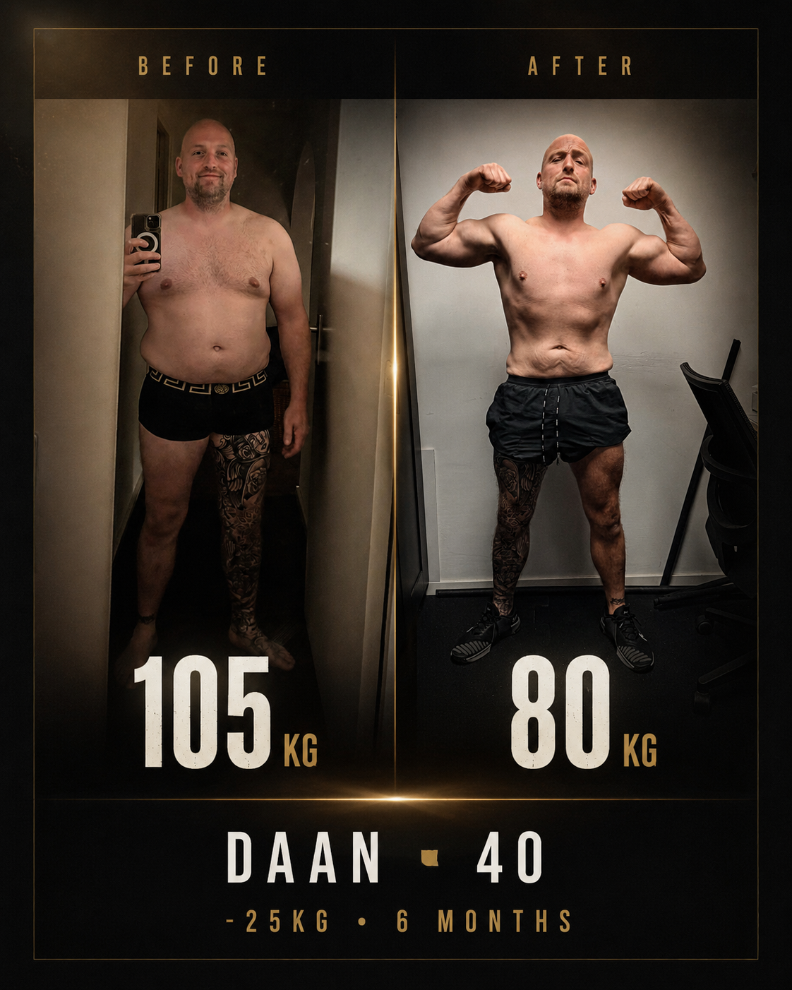 Daan · 40 — −25kg in 6 months