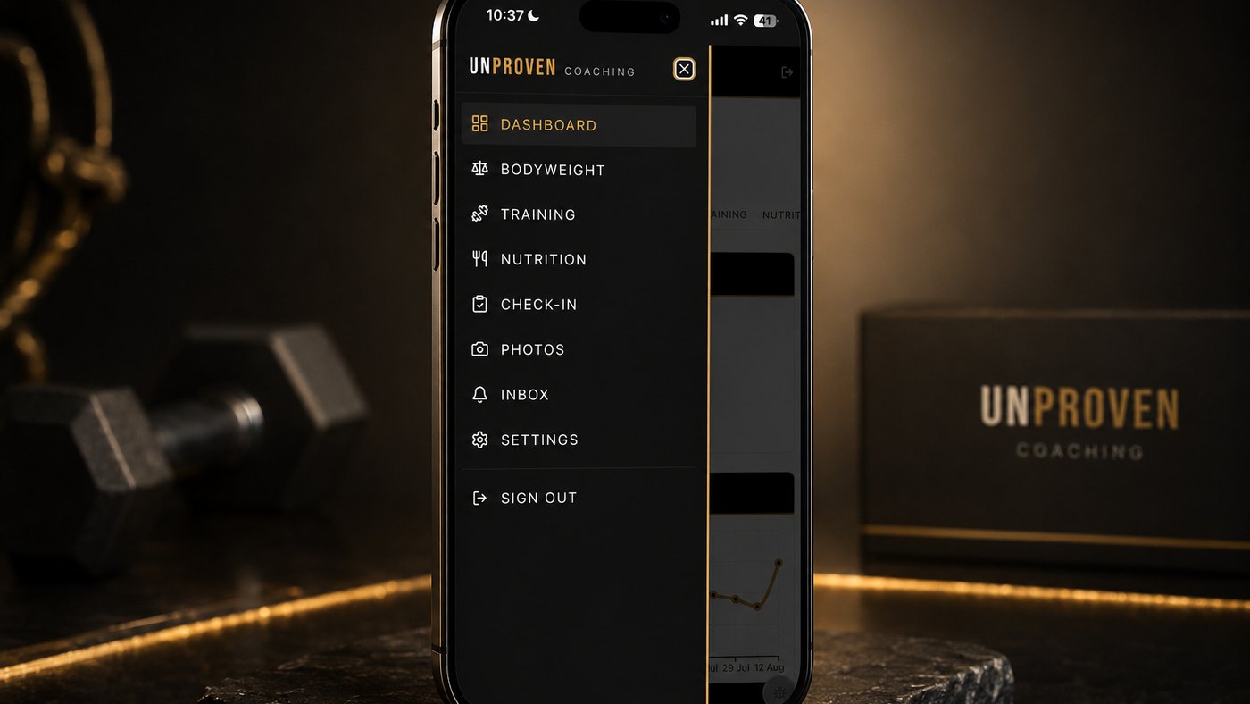The Unproven coaching app on a phone