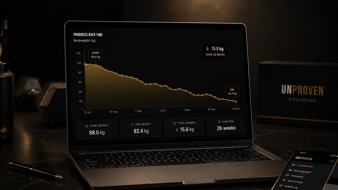 A six month bodyweight export from the Unproven app